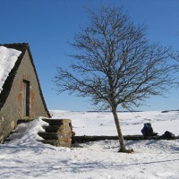 chalet sous la neige